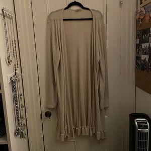 Cream ruffled cardigan